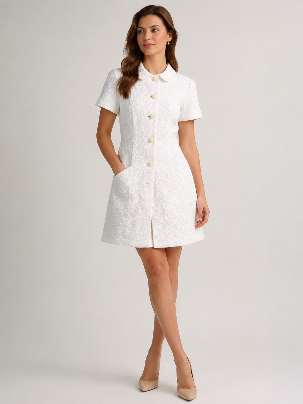 Milly of New York Textured White short-sleeved Coat RARE CHIC Sz 8